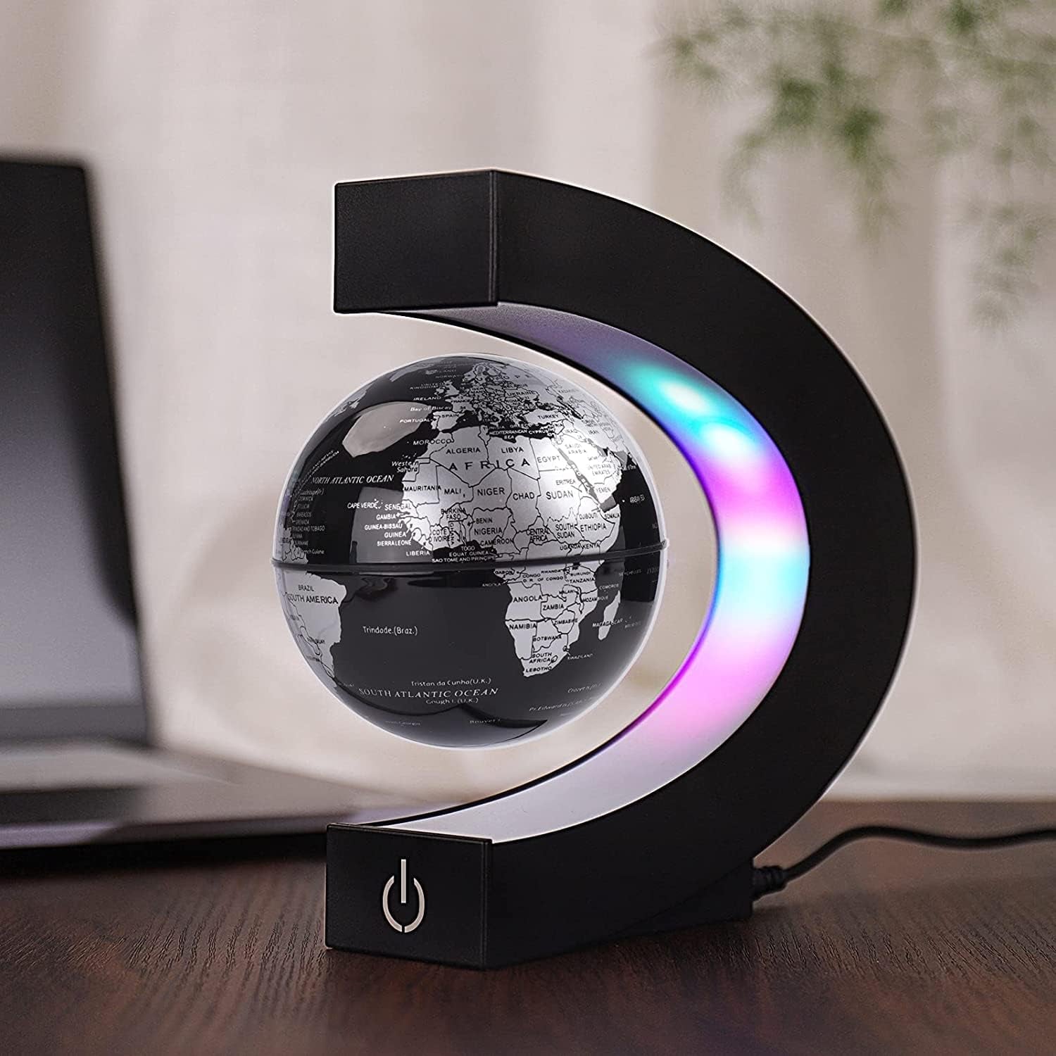 Magnetic Levitating Globe with LED Illumination - Educational 3.5 Inch Floating Globe Decor for Home and Office, Ideal Gift for All Ages