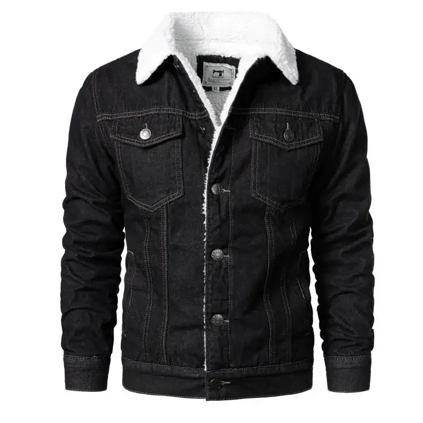 Men's Light Blue Slim Fit Denim Jacket - High-Quality Cotton Winter Coat, Available in XS-6XL