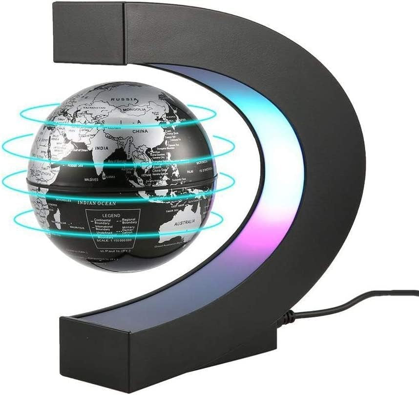 Magnetic Levitating Globe with LED Illumination - Educational 3.5 Inch Floating Globe Decor for Home and Office, Ideal Gift for All Ages