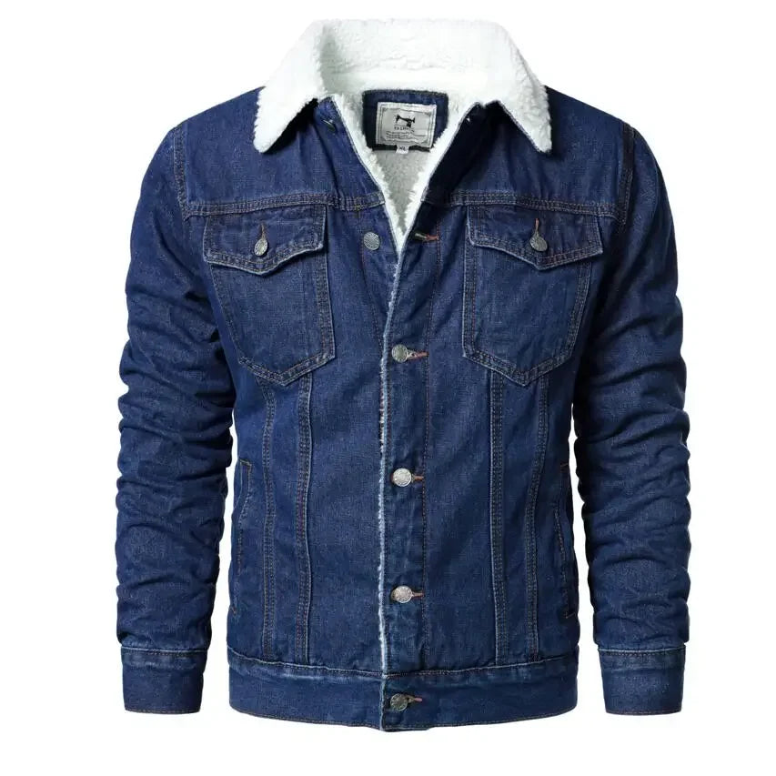 Men's Light Blue Slim Fit Denim Jacket - High-Quality Cotton Winter Coat, Available in XS-6XL