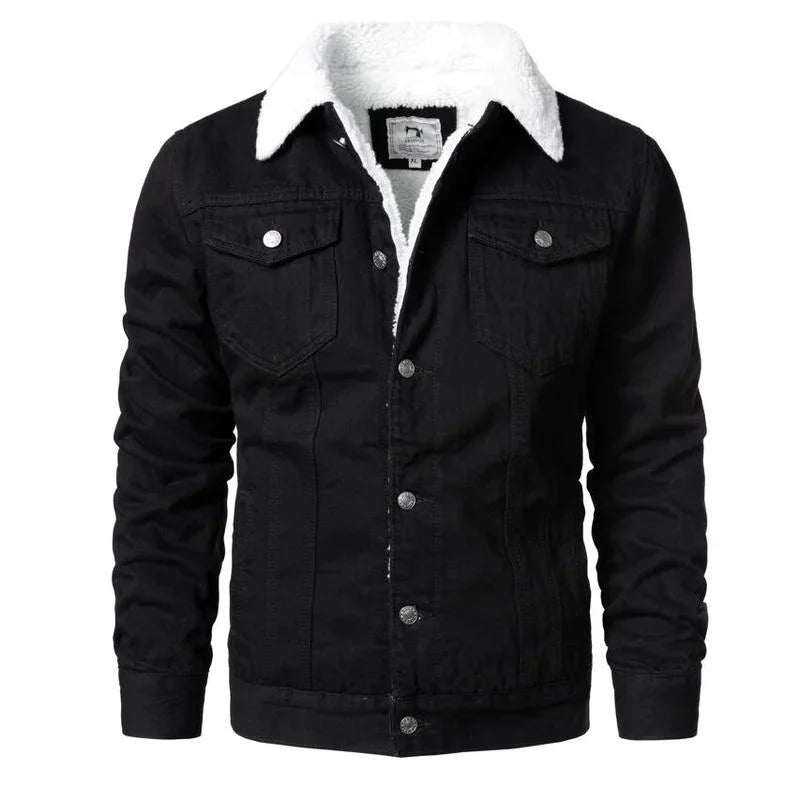 Men's Light Blue Slim Fit Denim Jacket - High-Quality Cotton Winter Coat, Available in XS-6XL